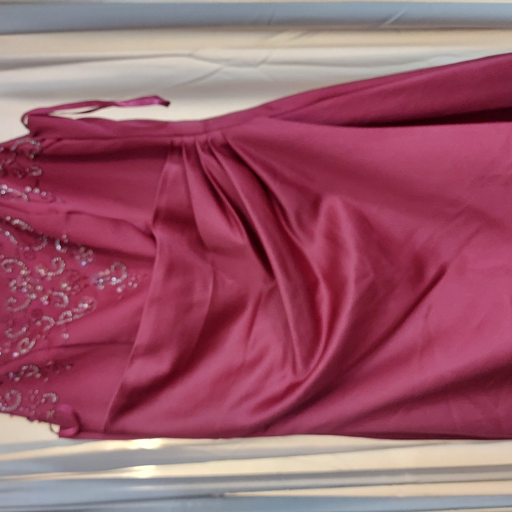 Vintage Maroon Runched Sheath Formal Dress With Spaghetti Straps/Matching Purse - Picture 8 of 14
